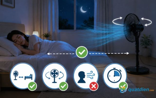 Hạn chế để quạt thổi liên tục vào người suốt đêm