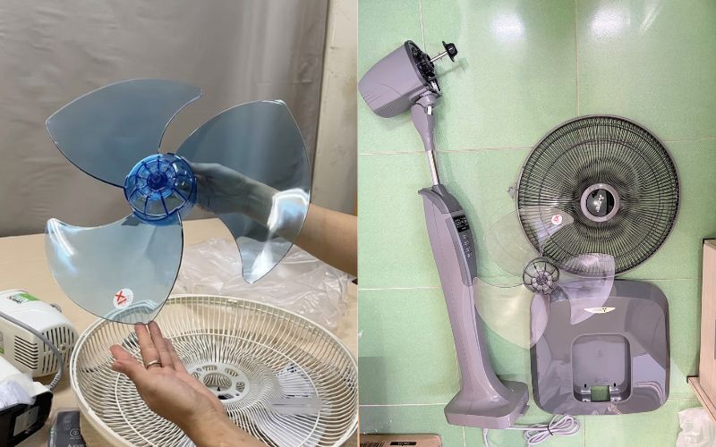 Các bộ phận của quạt treo và đứng Mitsubishi khi chưa lắp