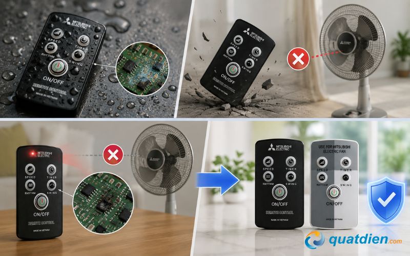 Dấu hiệu remote bị vô nước hoặc rơi vỡ