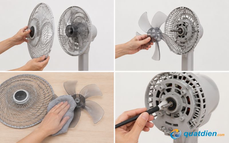 Vệ sinh cánh quạt và lồng quạt