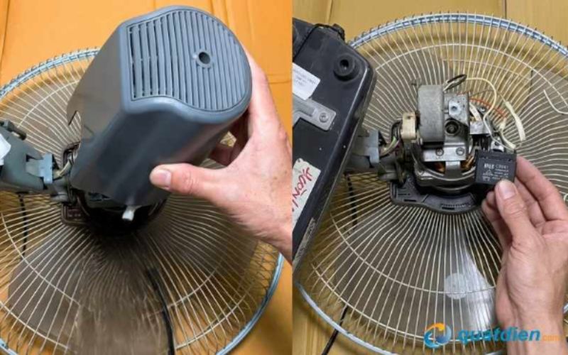 Tháo gáo quạt và mở phần motor quạt