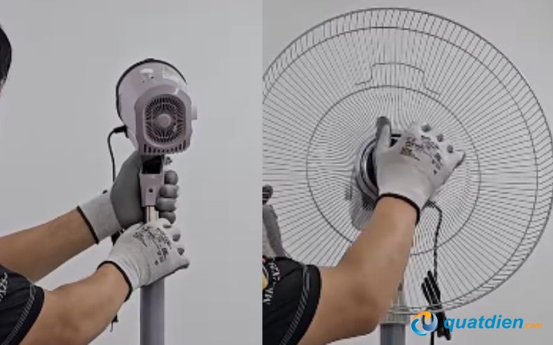 Lắp motor và lồng quạt sau