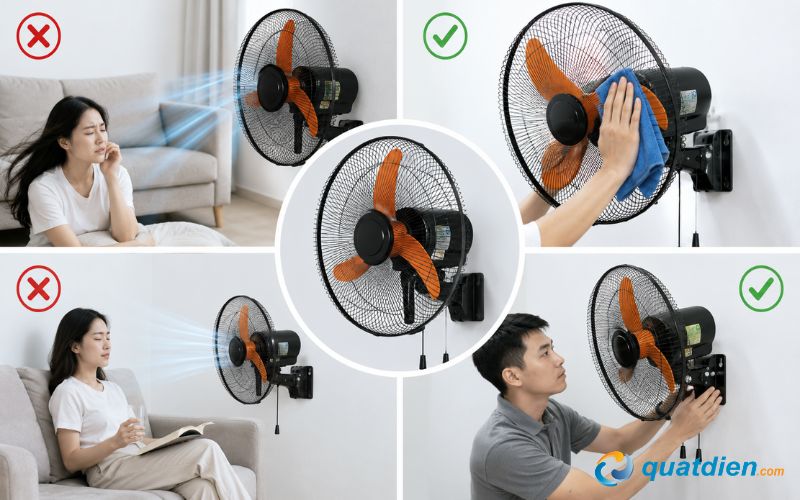Những lưu ý quan trọng khi sử dụng quạt treo tường Asia