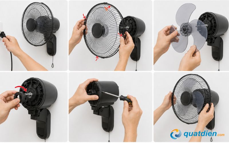 Các bước tháo quạt Asia treo tường