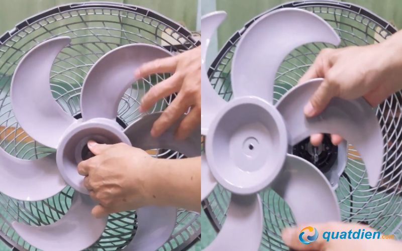 Tháo khóa cánh và cánh quạt
