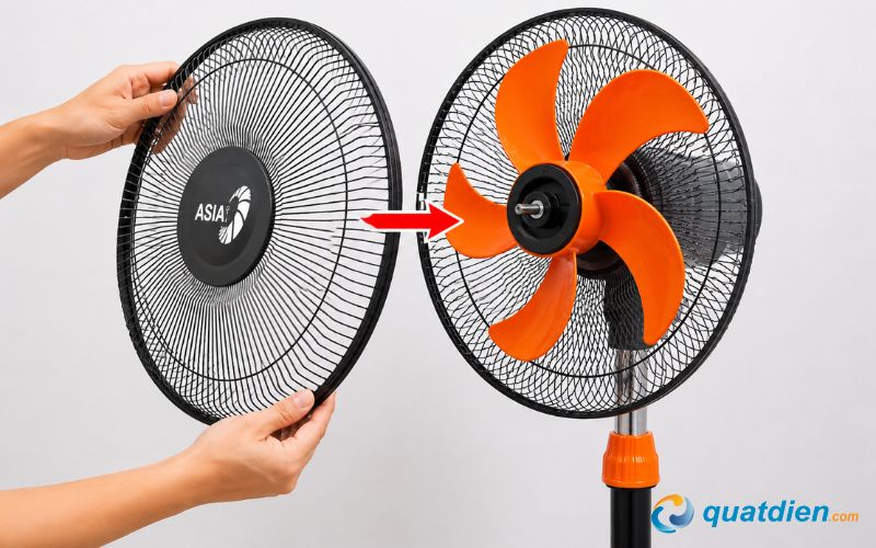 Tháo lồng quạt phía trước