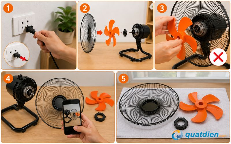 Các lưu ý cần biết khi thực hiện cách tháo quạt sàn Asia 5 cánh