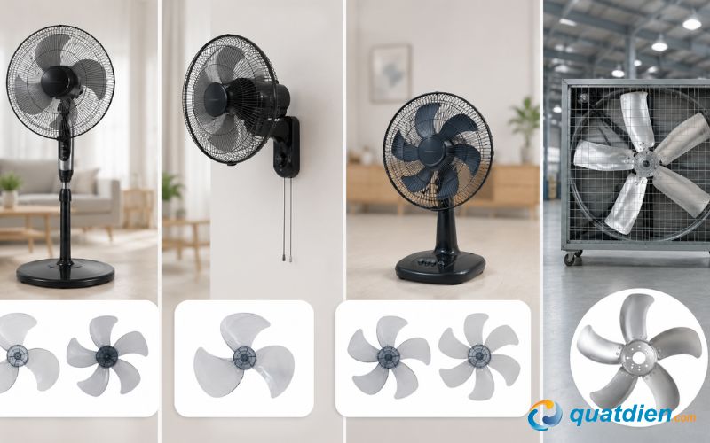 Phân loại cánh quạt Asia theo loại quạt sử dụng