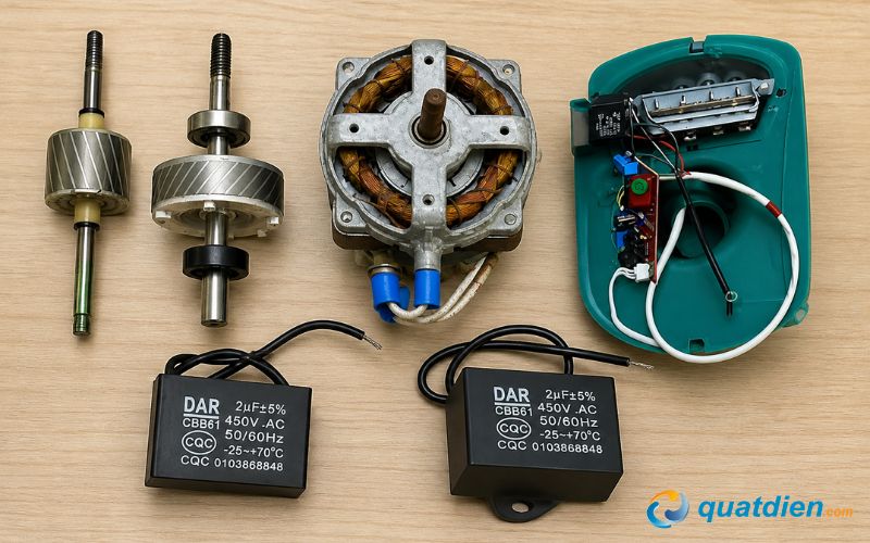 Các bộ phận cơ khí bên trong quạt điện Asia