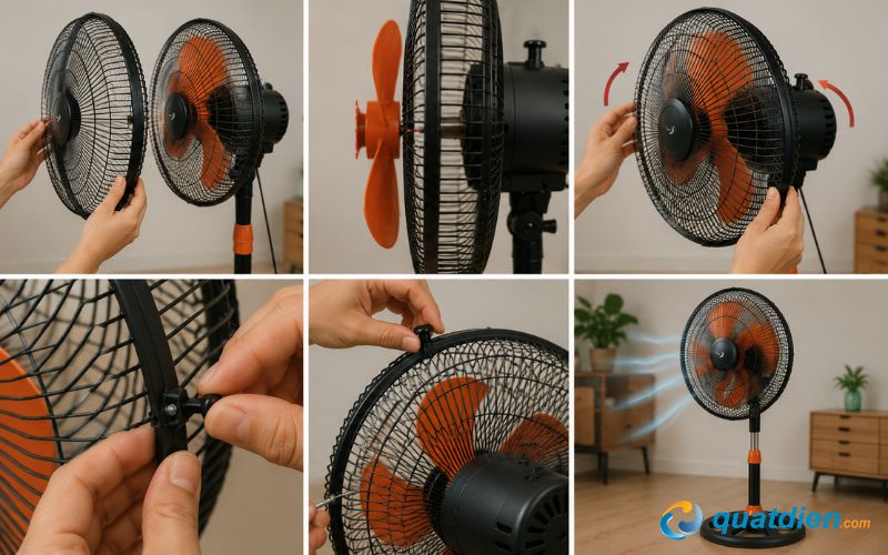 Điều chỉnh lại lồng quạt sao cho đúng kỹ thuật