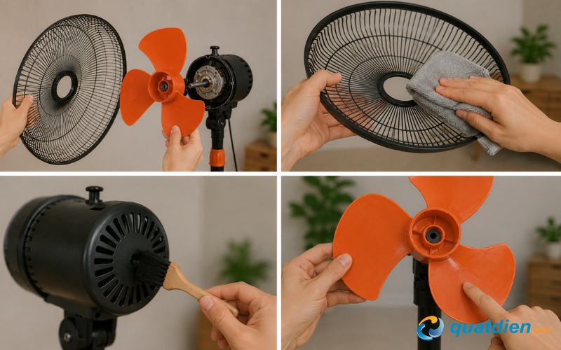 Vệ sinh toàn bộ phụ kiện của quạt