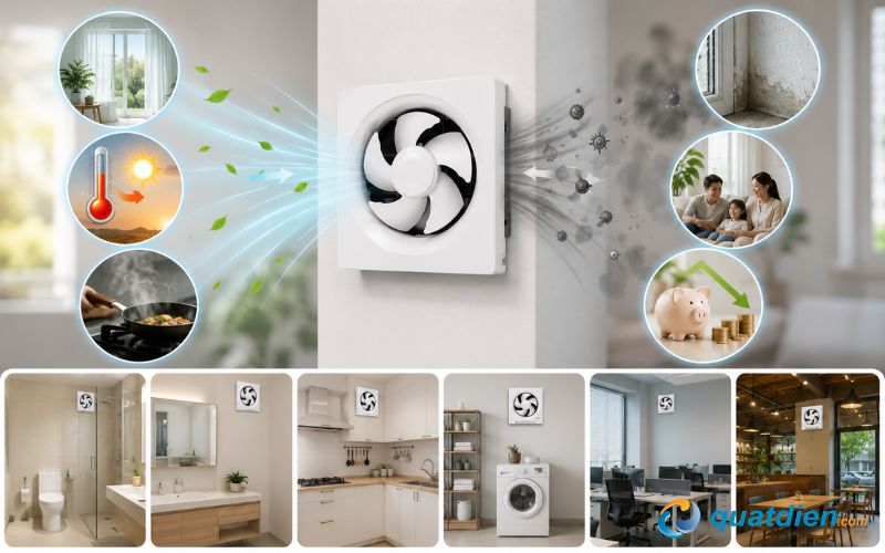 Lắp đặt quạt hút gắn tường cho không gian thông thoáng