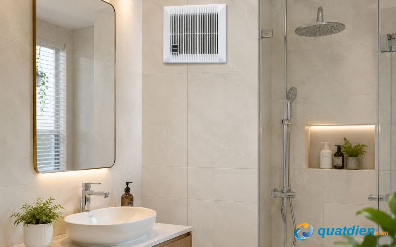 Quạt hút gắn tường lắp trực tiếp trên tường phòng tắm