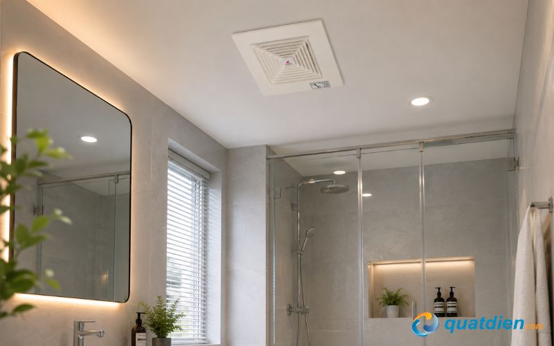 Quạt hút nối ống lắp cho phòng tắm không có cửa thoát