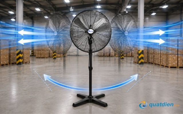 Góc quạt quay mát lên tới 90 độ