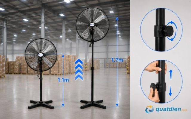 Thiết kế điều chỉnh độ cao quạt linh hoạt