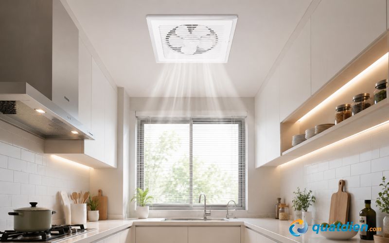 Quạt hút mùi âm trần – Giải pháp thông gió thẩm mỹ cho căn bếp hiện đại