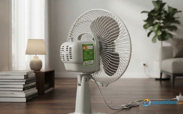 Mặt sau quạt bàn Chinghai HD601 24W với tem thông số kỹ thuật chi tiết