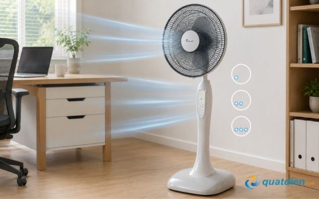 Quạt đứng Chinghai HS916A có ba tốc độ gió dễ điều chỉnh