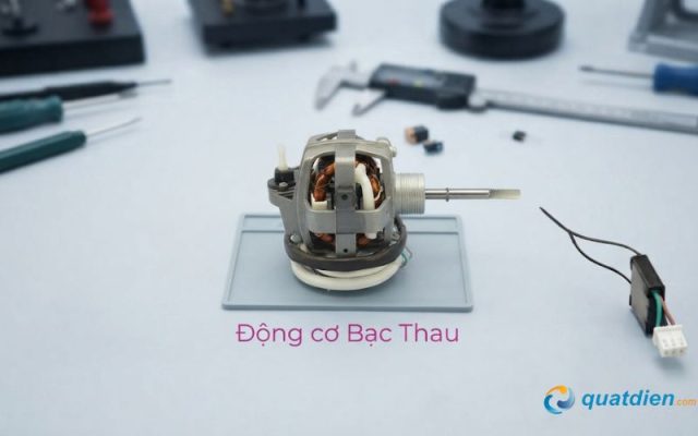 Động cơ bạc thau của quạt HS916B bền bỉ, vận hành êm ái.