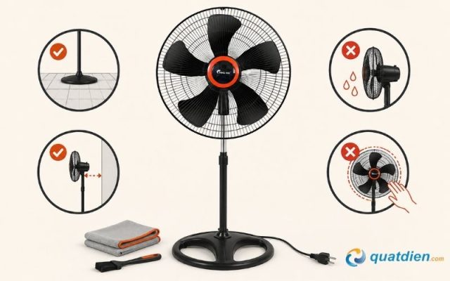 Hướng dẫn sử dụng và vệ sinh Quạt đứng Chinghai HS917 an toàn