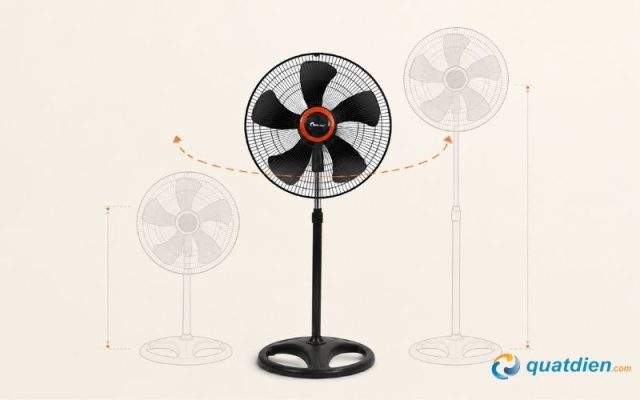 Quạt đứng Chinghai HS917 điều chỉnh chiều cao và hướng gió linh hoạt