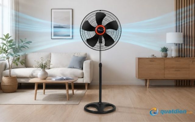 Quạt đứng Chinghai HS917 có chân đế rộng và kết cấu chắc chắn