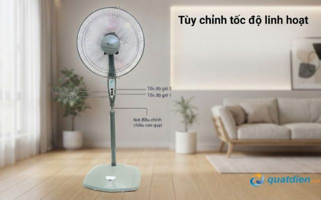Dễ dàng tùy chỉnh 3 cấp độ gió và điều chỉnh độ cao linh hoạt