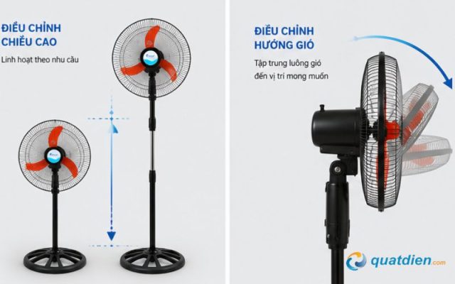 Có thể dễ dàng đièu chỉnh hướng gió theo nhu cầu sử dụng