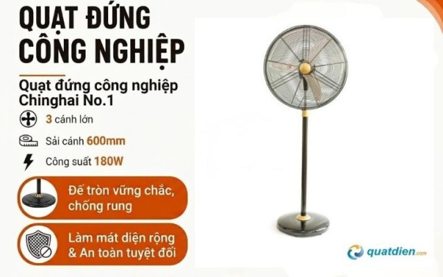 Quạt đứng Chinghai No.1 có đầy đủ tính năng phù hợp nhiều môi trường