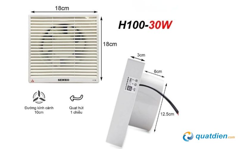 Quạt hút gắn tường mã H100