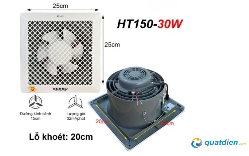 Quạt gió loại âm trần mã HT150