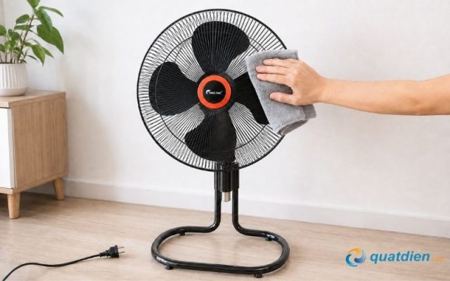Lồng quạt đan khít của Quạt sàn rút Chinghai FF2318 thuận tiện vệ sinh định kỳ