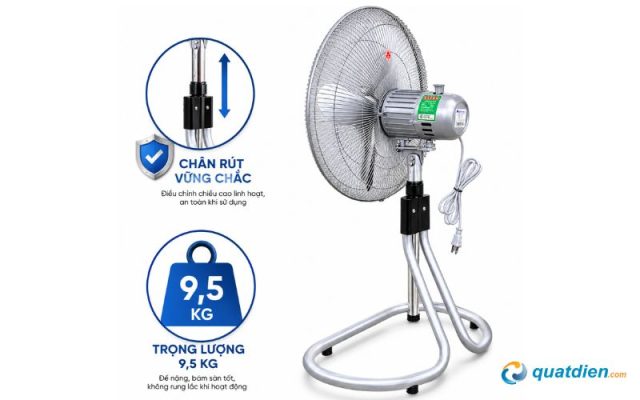 Quạt sàn rút Chinghai FF2399 4 cánh nhôm có thiết kế chân vững chắc