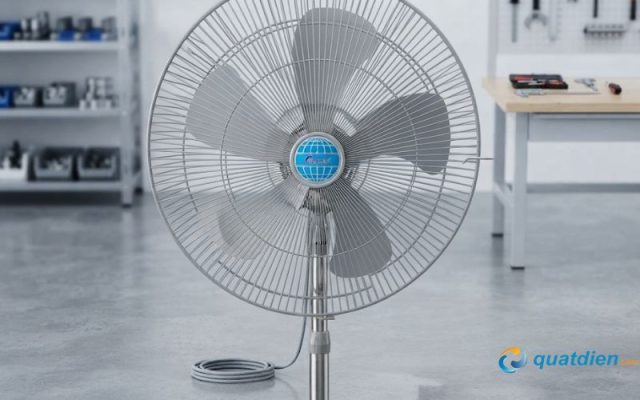 Khung lồng tĩnh điện ở quạt sàn rút Chinghai FF2518 5 cánh nhựa 128W