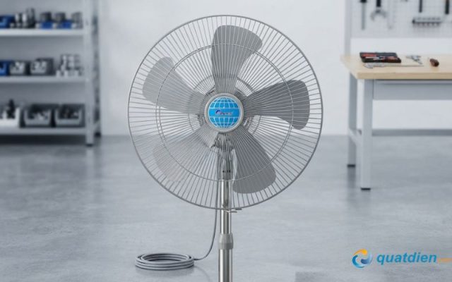 Động cơ 128W kết hợp 5 cánh quạt nhựa sải rộng tạo lưu lượng gió mạnh