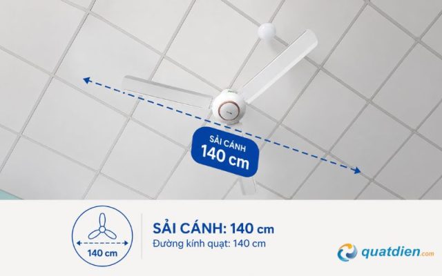 Quạt trần Chinghai SF7168 có sải cánh rộng 140cm