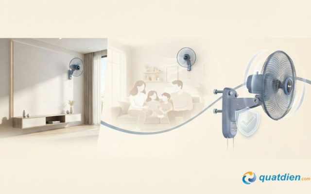 An tâm tuyệt đối với kết cấu giá treo kiên cố và thiết kế lồng quạt đan khít chắc chắn