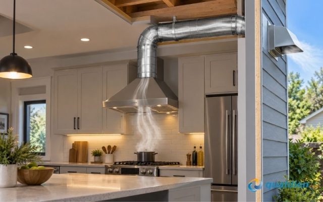 Cách lắp quạt hút mùi bếp có đường ống dẫn giúp thoát mùi