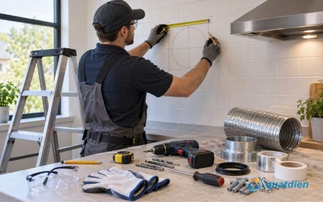 Chuẩn bị đầy đủ dụng cụ trước khi tìm cách lắp quạt hút mùi bếp