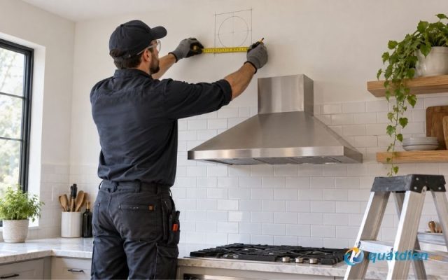 Xác định và đánh dấu vị trí lắp quạt hút mùi bếp