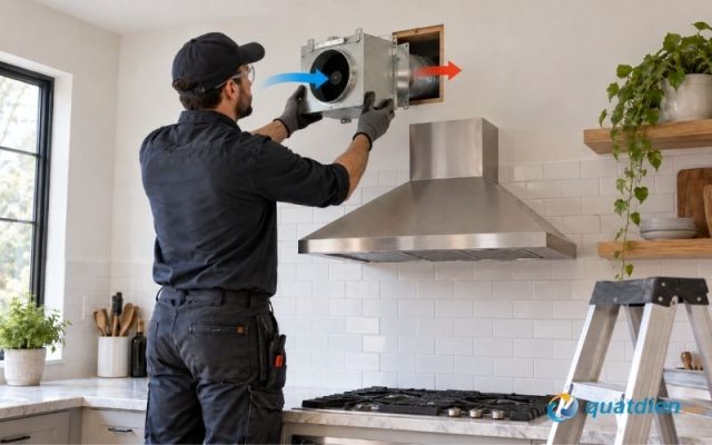 Kiểm tra chiều hút và chiều xả của quạt hút mùi bếp