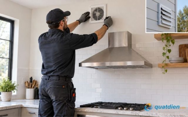 Lắp mặt bảo vệ và cửa chớp cho quạt hút mùi nhà bếp gia đình