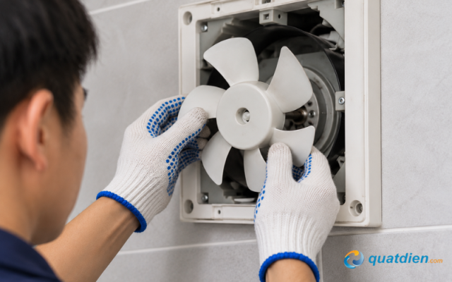Tháo cánh quạt của quạt thông gió để vệ sinh