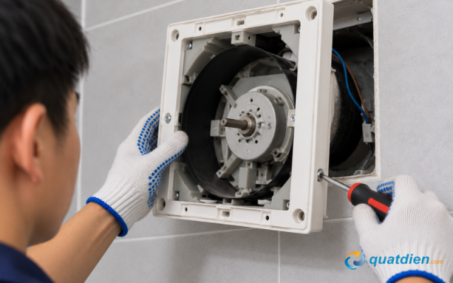 Tháo khung của quạt thông gió nếu cần vệ sinh sạch sau