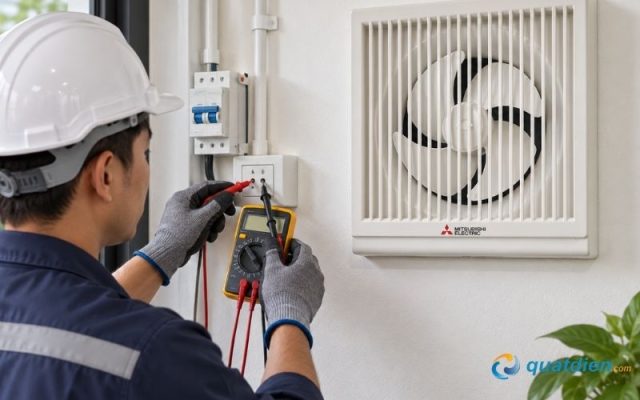 Kiểm tra nguồn điện trước khi lắp đặt quạt thông gió