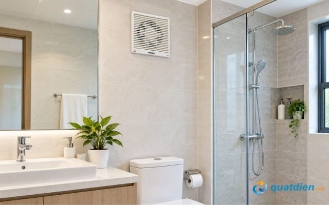 Quạt hút Senko H100 lắp trên tường phòng tắm