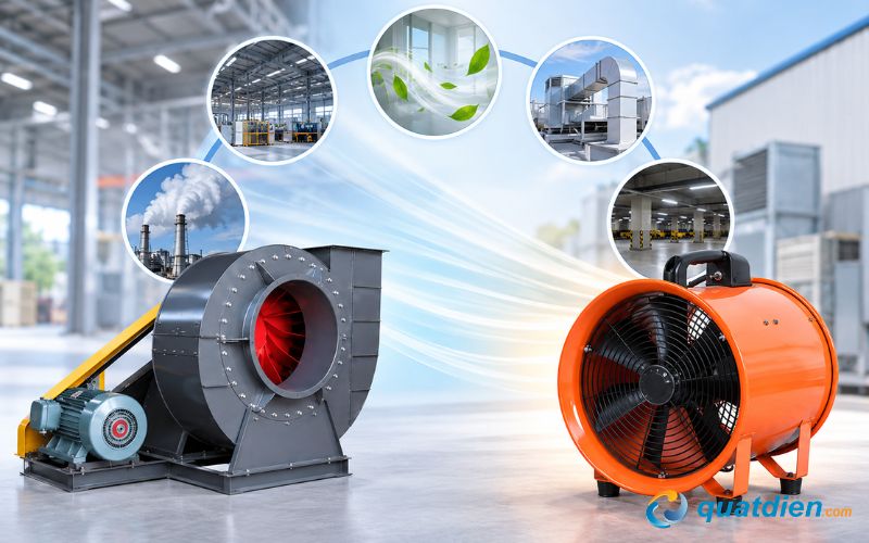 Điểm tương đồng giữa quạt ly tâm và quạt hướng trục