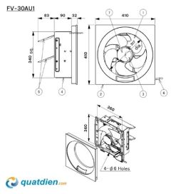 Thông số quạt hút gắn tường Panasonic FV-30AU1 chính hãng