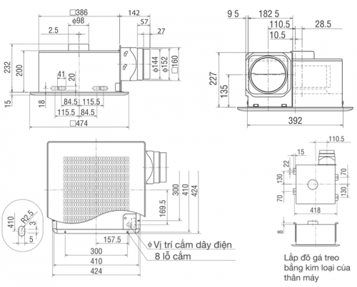 Quạt hút âm trần nối ống gió Mitsubishi VD-23ZP4T3